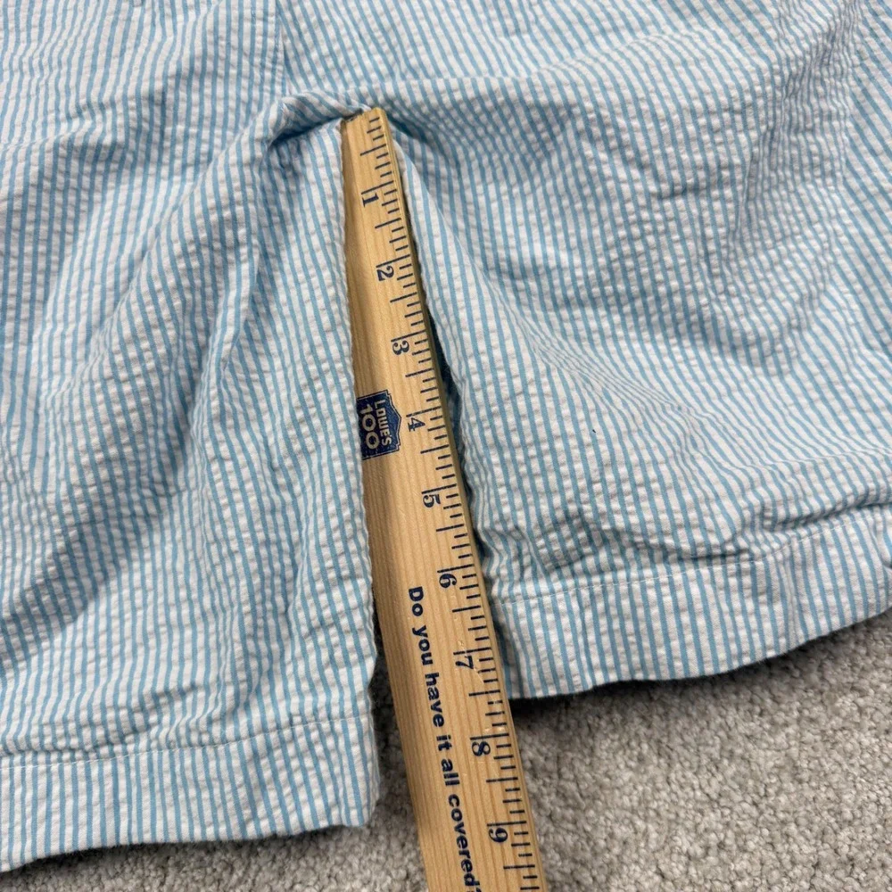 Brooks Brothers Red Fleece Shorts Mens W30 Blue Seersucker Striped Casual